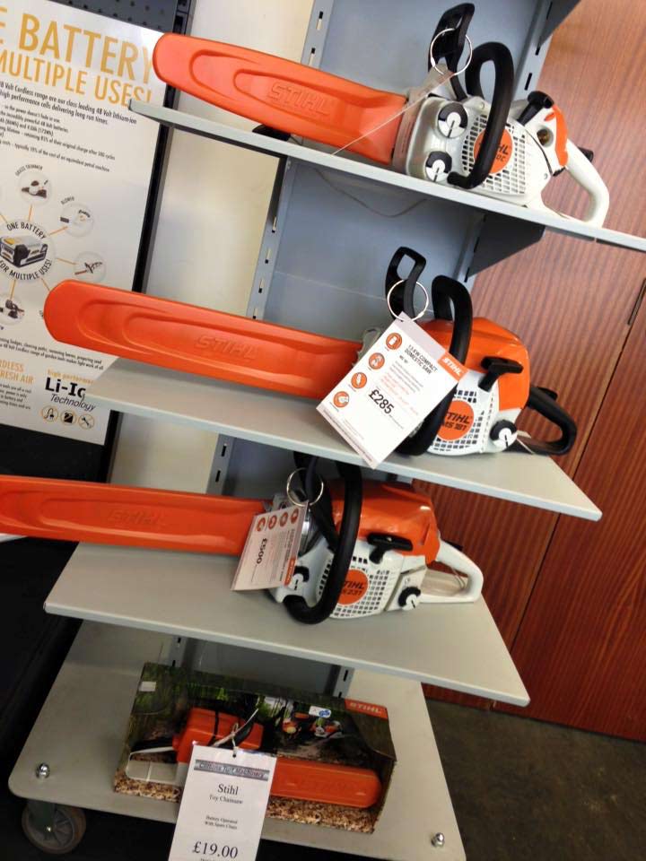 A selection of Stihl chainsaws for sale in Clifton's Turf Machinery Shop